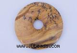 NGP612 5pcs 6*50mm picture jasper gemstone donut pendants wholesale