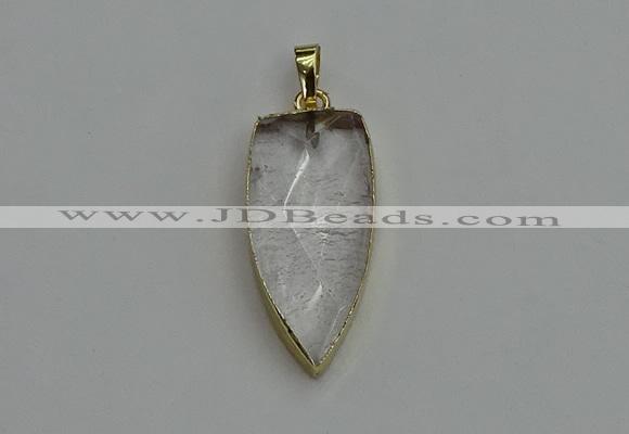 NGP6120 12*35mm - 15*40mm arrowhead white crystal pendants