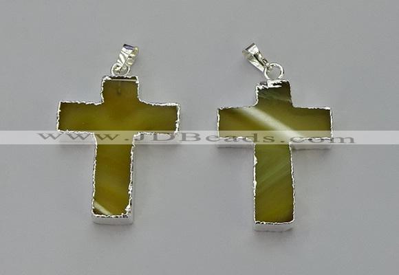 NGP6157 25*40mm - 30*40mm cross agate gemstone pendants