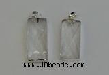 NGP6180 14*30mm - 15*38mm faceted rectangle white crystal pendants