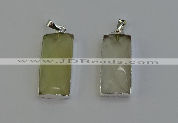 NGP6183 14*30mm - 15*38mm faceted rectangle lemon quartz pendants