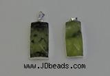 NGP6184 14*30mm - 15*38mm faceted rectangle green rutilated quartz pendants