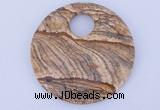 NGP619 5pcs 6*50mm picture jasper gemstone donut pendants wholesale