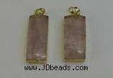 NGP6199 14*30mm - 15*38mm faceted rectangle rose quartz pendants