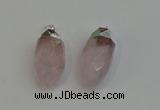 NGP6219 12*28mm - 15*30mm faceted bullet rose quartz pendants