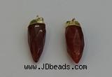 NGP6242 12*28mm - 15*30mm faceted bullet red rabbit hair pendants