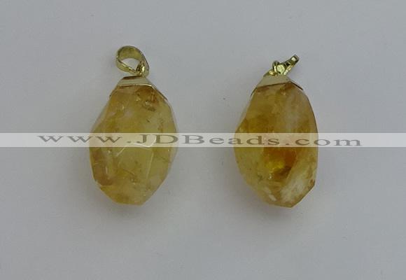 NGP6299 18*30mm - 22*35mm faceted nuggets citrine pendants