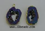 NGP6312 25*35mm - 30*45mm freeform plated druzy agate pendants