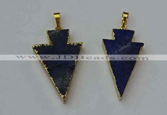 NGP6325 20*40mm - 25*45mm arrowhead lapis lazuli pendants