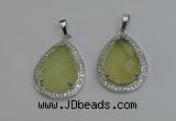 NGP6332 25*30mm teardrop lemon quartz pendants wholesale