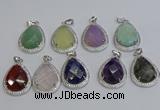 NGP6348 25*30mm teardrop mixed gemstone pendants wholesale