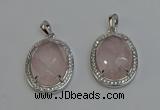 NGP6351 25*30mm oval rose quartz gemstone pendants wholesale