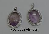 NGP6353 25*30mm oval light amethyst pendants wholesale