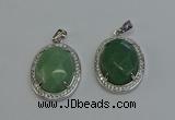 NGP6359 25*30mm oval green aventurine pendants wholesale