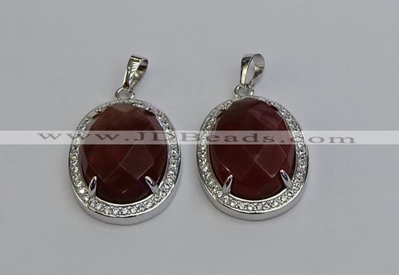 NGP6361 25*30mm oval red rabbit hair pendants wholesale