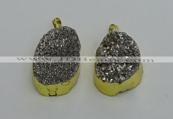 NGP6373 25*35mm - 26*40mm freeform plated druzy agate pendants