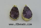 NGP6406 22*30mm - 25*35mm teardrop druzy amethyst pendants