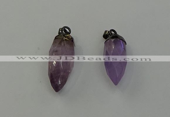 NGP6432 12*24mm - 15*30mm faceted bullet amethyst pendants