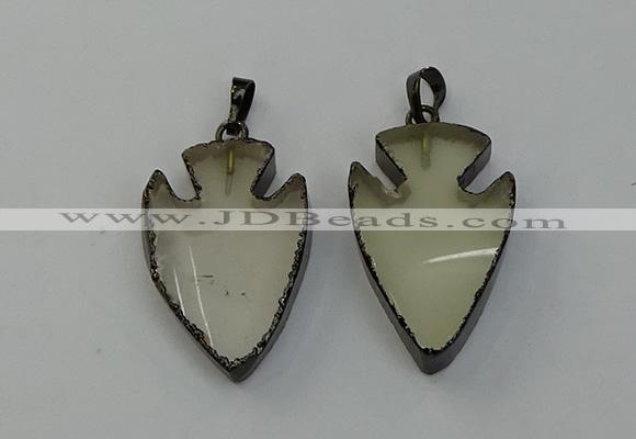 NGP6452 22*28mm - 25*35mm arrowhead lemon quartz pendants