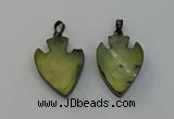 NGP6456 22*28mm - 25*35mm arrowhead green rutilated quartz pendants