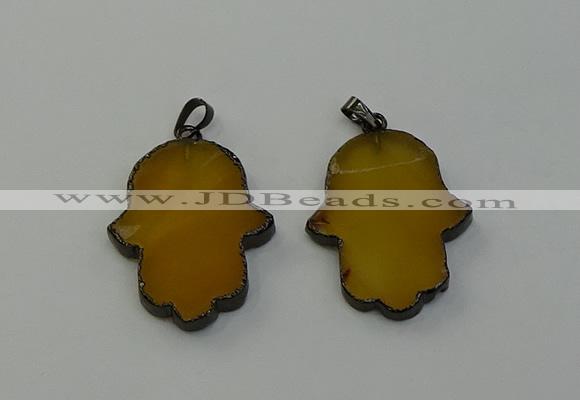 NGP6472 30*40mm hamsahand agate gemstone pendants wholesale