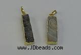 NGP6497 9*35mm - 10*30mm rectangle plated druzy agate pendants