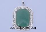 NGP652 5pcs 38*40mm rectangle brass with green aventurine pendants