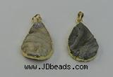 NGP6550 25*35mm - 25*40mm teardrop plated druzy agate pendants