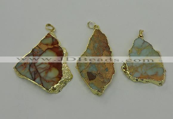 NGP6561 30*40mm - 45*55mm freeform serpentine jasper pendants