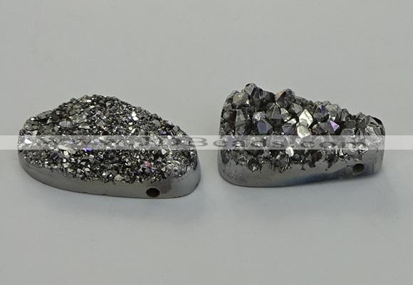 NGP6571 25*40mm - 26*42mm freeform plated druzy agate pendants