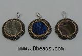 NGP6598 28mm - 30mm flower plated druzy agate gemstone pendants