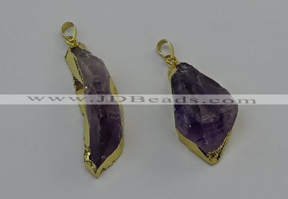 NGP6602 15*50mm - 25*45mm freeform druzy amethyst pendants