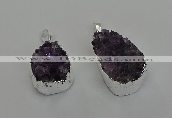 NGP6604 20*25mm - 20*30mm freeform druzy amethyst pendants