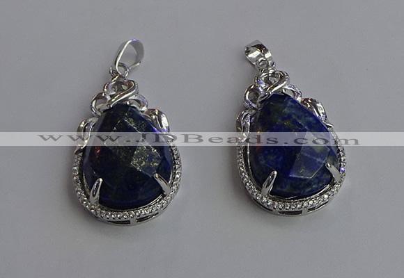 NGP6623 22*30mm faceted teardrop lapis lazuli gemstone pendants