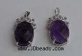 NGP6631 18*25mm faceted oval amethyst gemstone pendants