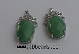 NGP6638 18*25mm faceted oval green aventurine gemstone pendants