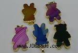 NGP6666 22*38mm Animal or V-shaped agate gemstone pendants