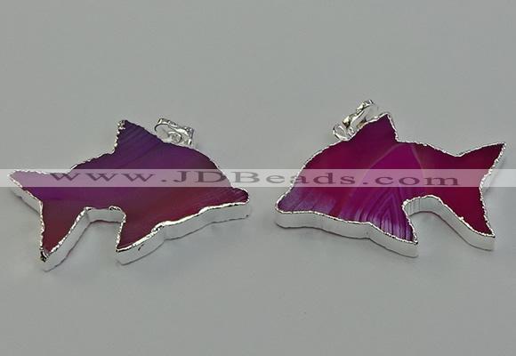 NGP6671 28*42mm - 30*45mm dolphin agate gemstone pendants