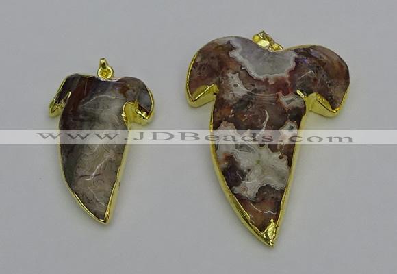 NGP6691 25*30mm - 30*40mm tooth agate gemstone pendants wholesale