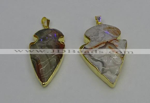 NGP6693 20*35mm - 30*45mm arrowhead agate gemstone pendants