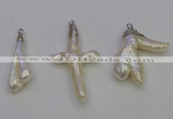 NGP6710 10*25mm - 20*45mm freeform pearl pendants wholesale