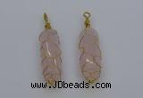 NGP6731 13*40mm sticks rose quartz gemstone pendants wholesale