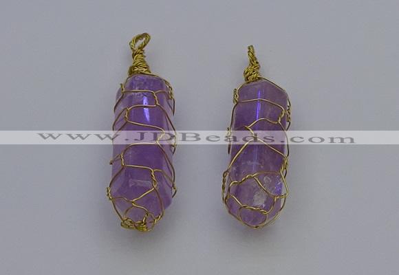 NGP6733 13*40mm sticks amethyst gemstone pendants wholesale