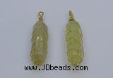 NGP6739 13*40mm sticks lemon quartz gemstone pendants wholesale