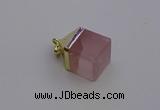 NGP6761 15*22mm cube rose quartz gemstone pendants wholesale