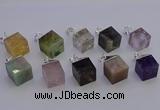 NGP6799 15*22mm cube mixed gemstone pendants wholesale