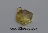 NGP6803 24*25mm hexagon citrine gemstone pendants wholesale