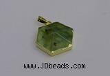 NGP6810 24*25mm hexagon green qutilated quartz pendants wholesale