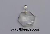 NGP6820 24*25mm hexagon white crystal gemstone pendants wholesale