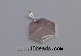 NGP6821 24*25mm hexagon rose quartz gemstone pendants wholesale